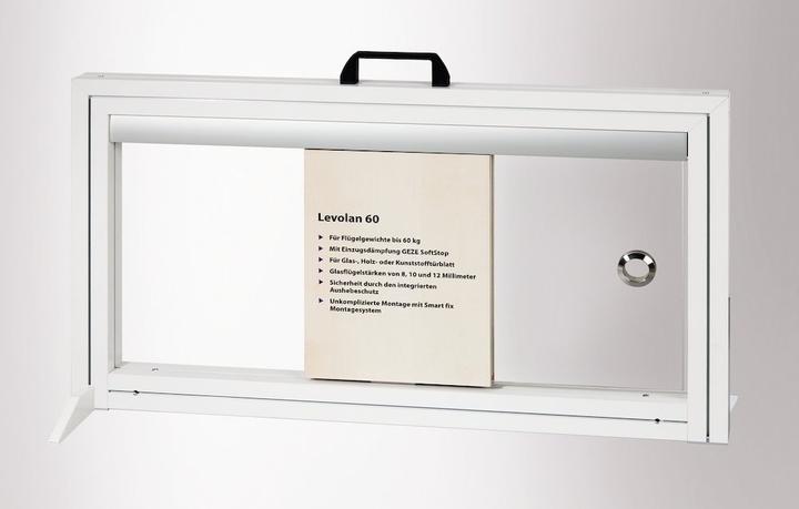 Actual product image Geze Sliding system Levolan 60 60 kg 1650 mm EV1 glass leaf complete set 40-84 cm wall mounting
