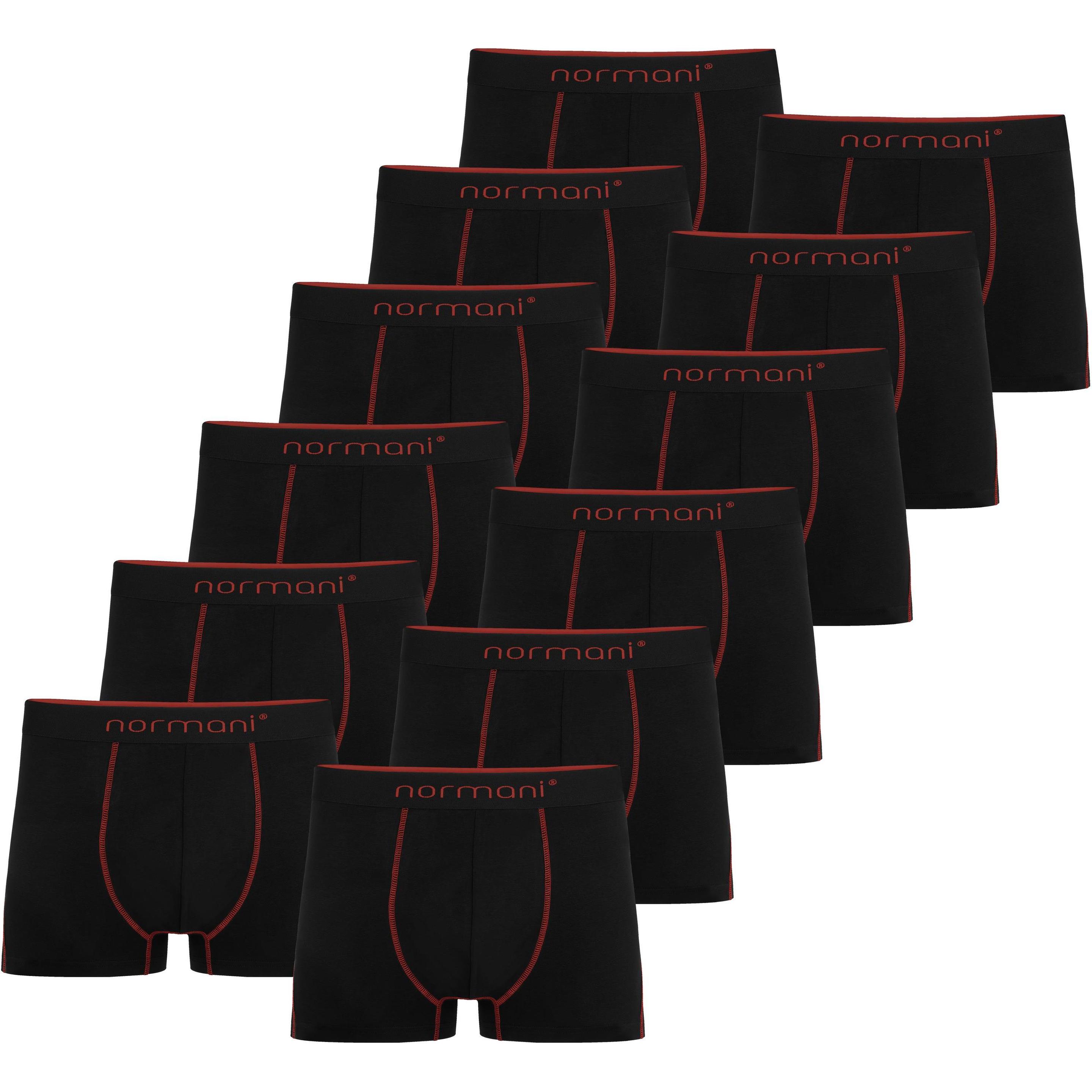 Normani, Herren, Unterhosen, 12 x Herren Baumwoll-Boxershorts, Rot, (M, 12er Pack)