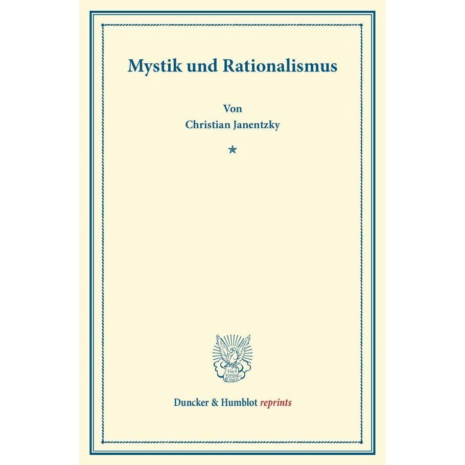 Thumbnail - Mystik und Rationalismus., Fachbücher von Christian Janentzky