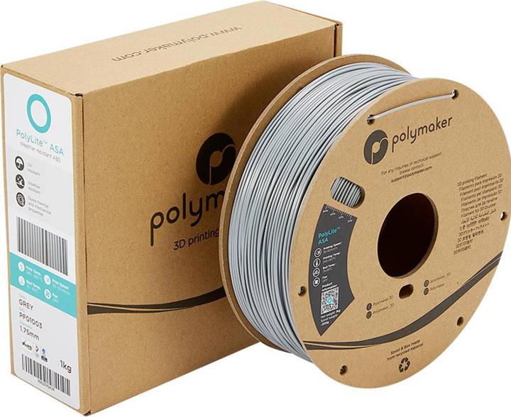Produktbild Polymaker PolyLite ASA - Grey - 1.75mm (ASA, 1.75 mm, 1000 g, Grau)