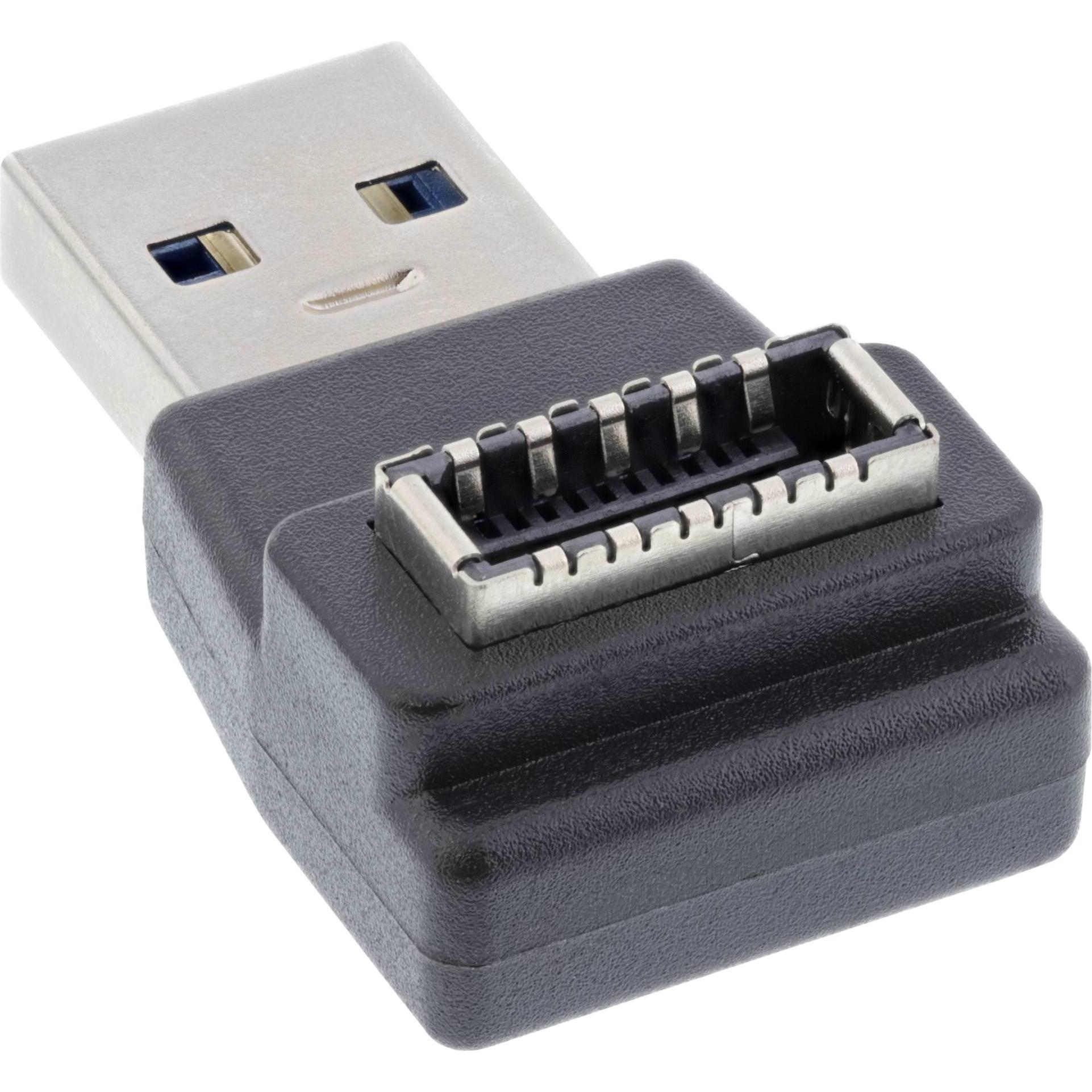 Thumbnail - InLine USB 3.2 Adapter, USB-A Stecker zu intern USB-E Frontpanel Buchse (USB, 1.90 cm), Data + Video Adapter, Schwarz