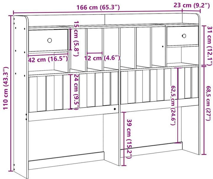 Actual product image vidaXL Kopfteil (81 x 23 x 110 cm)