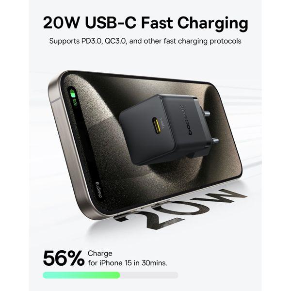 Productafbeelding Baseus - Wall Charger Palm (P10111602113-00) - Fast Charger, Type-C, PD 20W, 5V/3A - Cluster Black (20 W)
