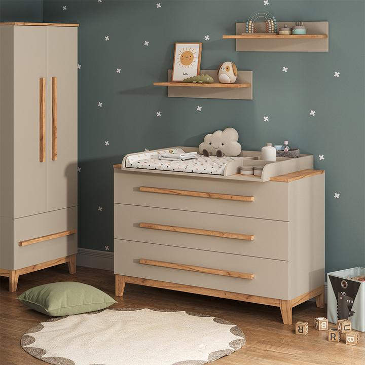 Produktbild VitaliSpa Wickelkommode Malia, Cashmere/Eiche/Artisan, 133.2 x 98 cm mit 3 Schubladen