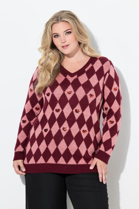 Produktbild Miamoda Pullover, Rhombenmuster, Pailletten-Herzen (46, 48)
