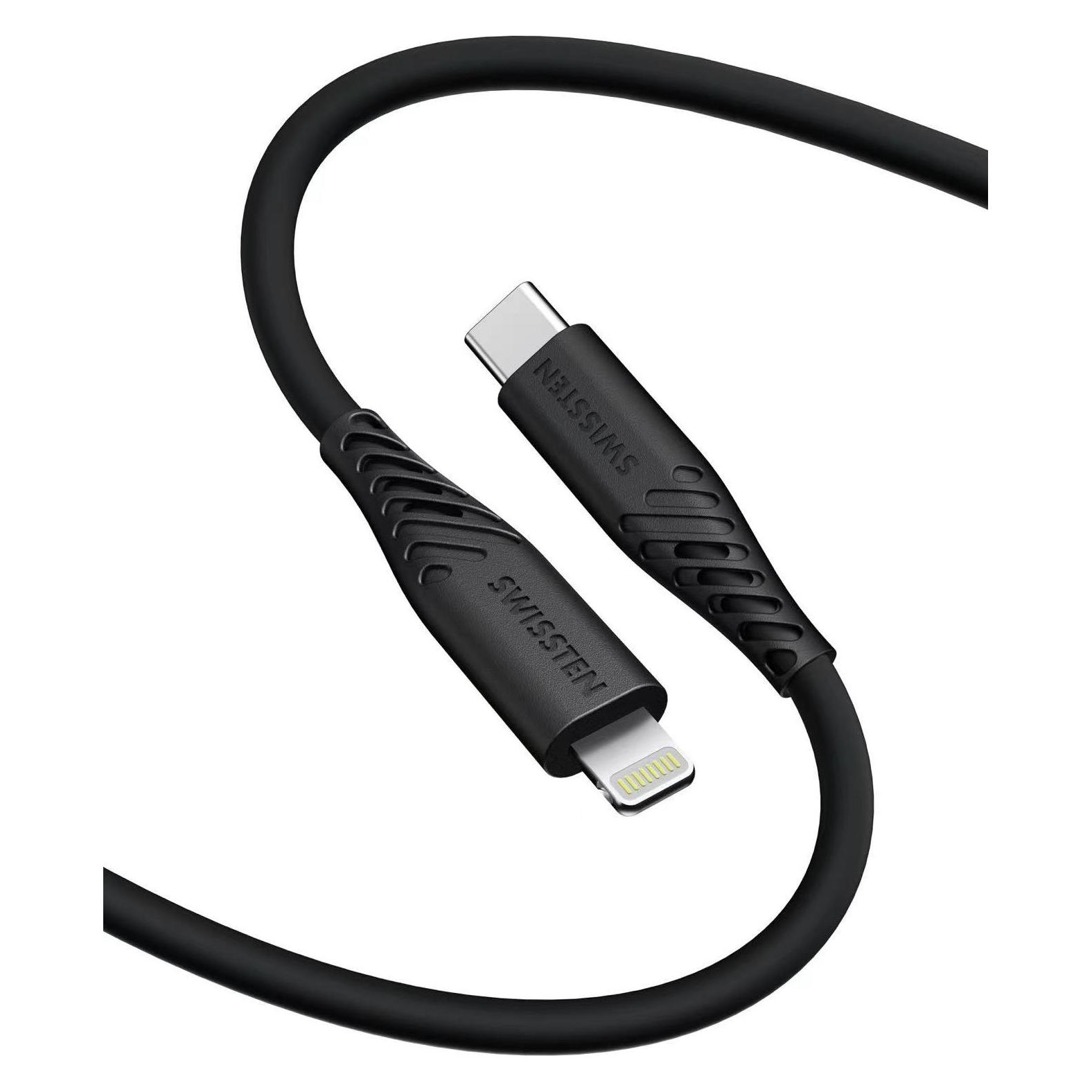 Swissten Data Cable Soft Silicone Usb-C / Lightning 1.5 M 60W Black (1.50 m, Usb 3.2 Gen 1, 60 W), Usb Kabel