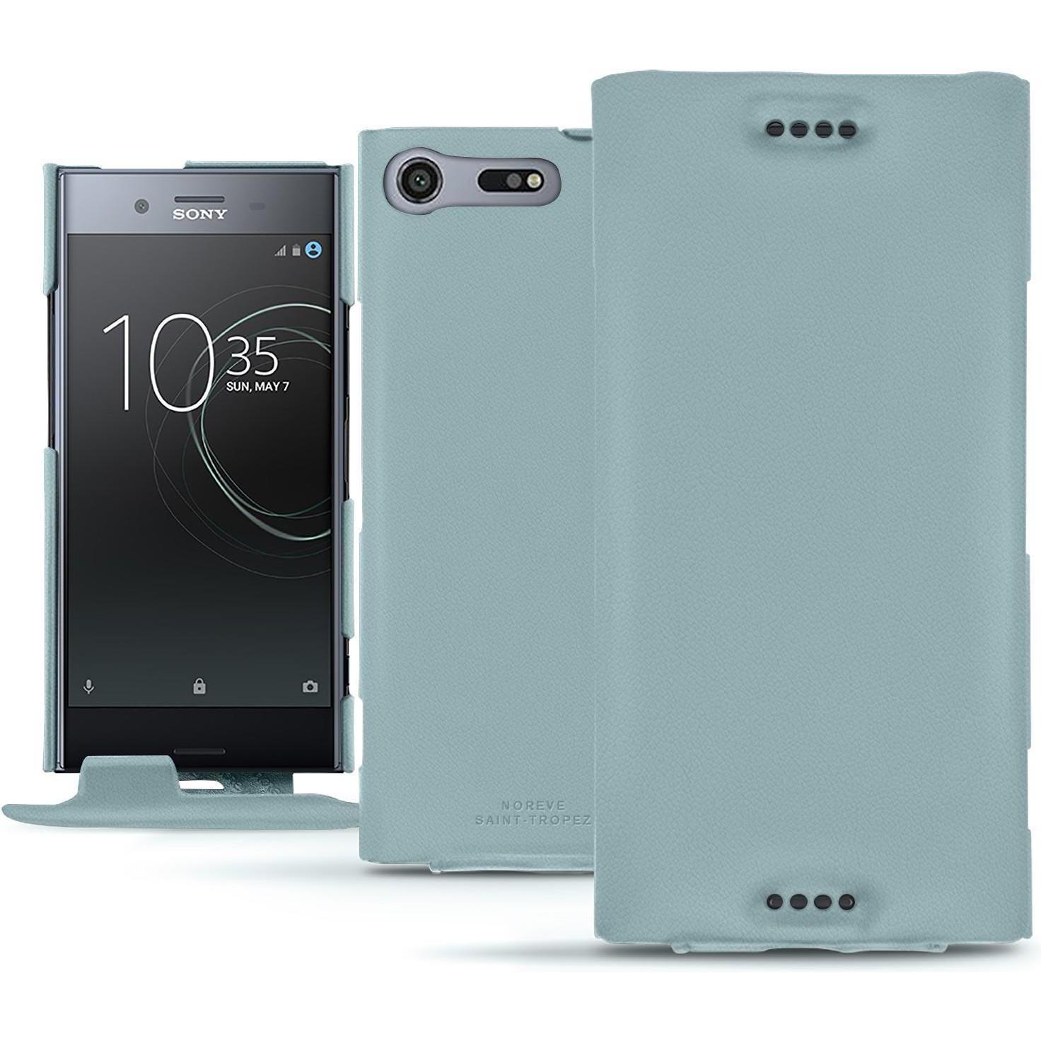 Noreve Lederschutzhülle vertikal (Sony Xperia XZ Premium), Smartphone Hülle, Blau