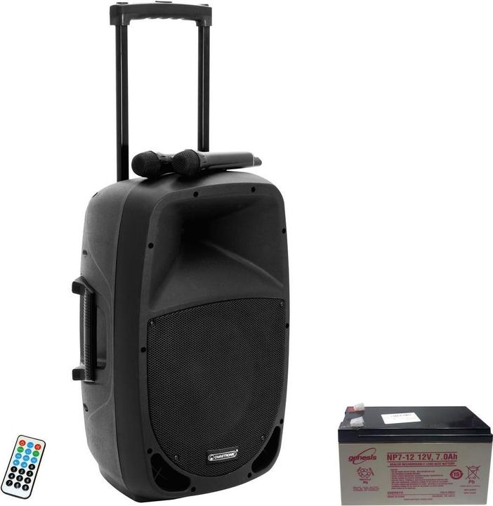 Omnitronic MES 15BT2 Haut-parleur mobile 38 cm 15 pouces sur secteur, sur batterie 1 pc.