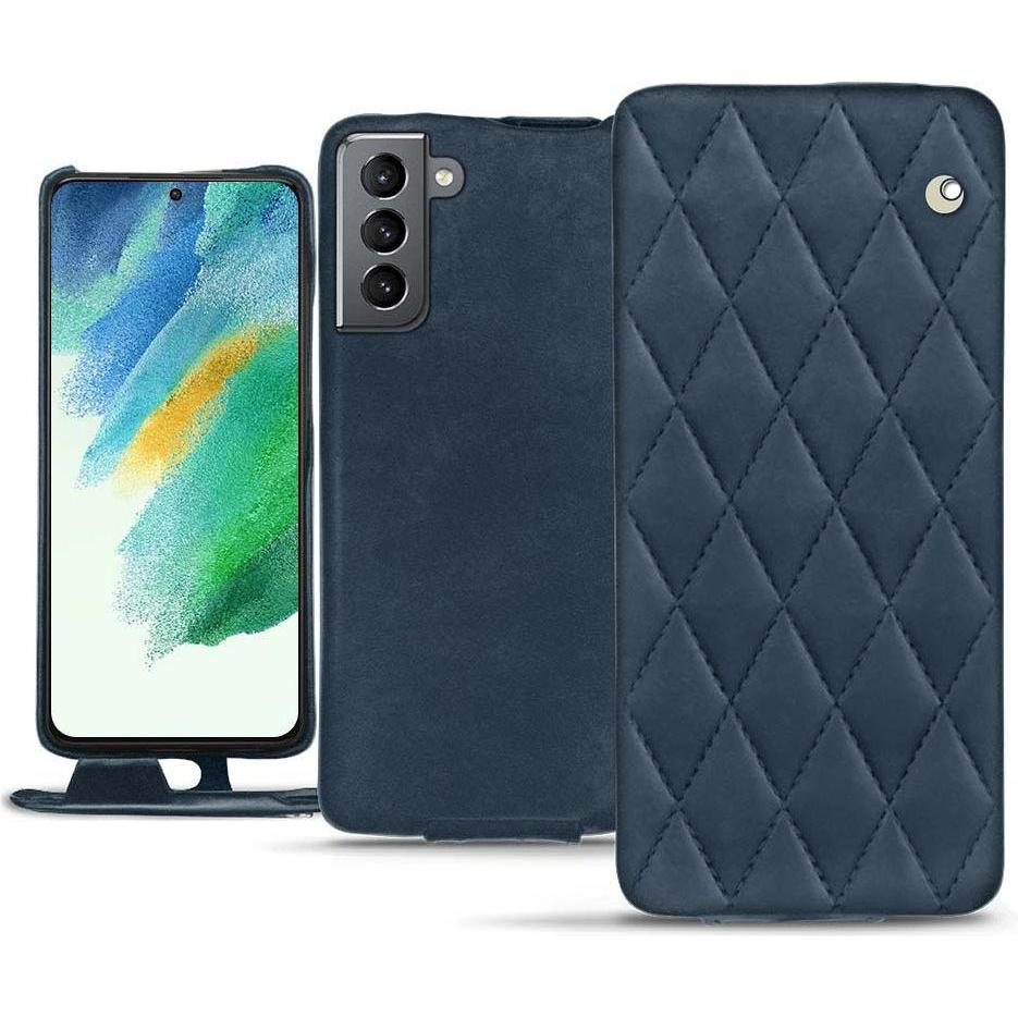 Noreve Lederschutzhülle vertikal (Samsung Galaxy S21 FE), Smartphone Hülle, Blau