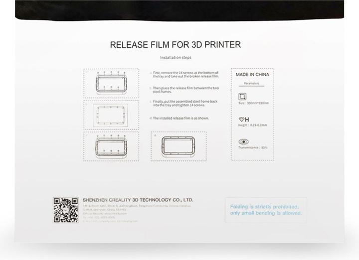 Image du produit Creality FEP Release Film 266x190mm pour HALOT- SKY et LD-006 (Pièce de rechange)