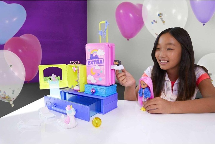 Produktbild Barbie Extra Minis Set inkl. Puppe (pinke Haare) & Haustiere