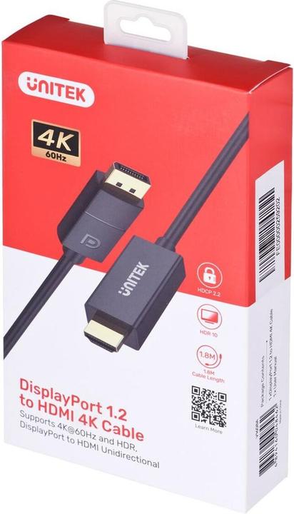 Image du produit Unitek Câble DisplayPort - HDMI 1.8m czarny (V1608A) (1.80 m)