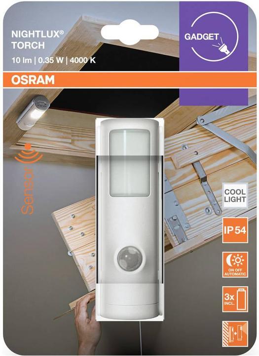 Osram Nightlux Ceiling - Lampada LED A Batteria Con Sensore Di Movimento E Crepuscolare - Luce Notturna, Torcia E Sicurezza Wireless Per Interni Ed Esterni