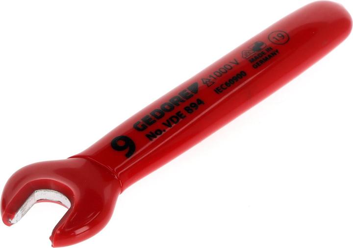 Image du produit Gedore Clé à fourche VDE, 9 mm, Acier au vanadium de haute qualité, Conforme à la norme EN 60900/IEC 60900 (9 mm)