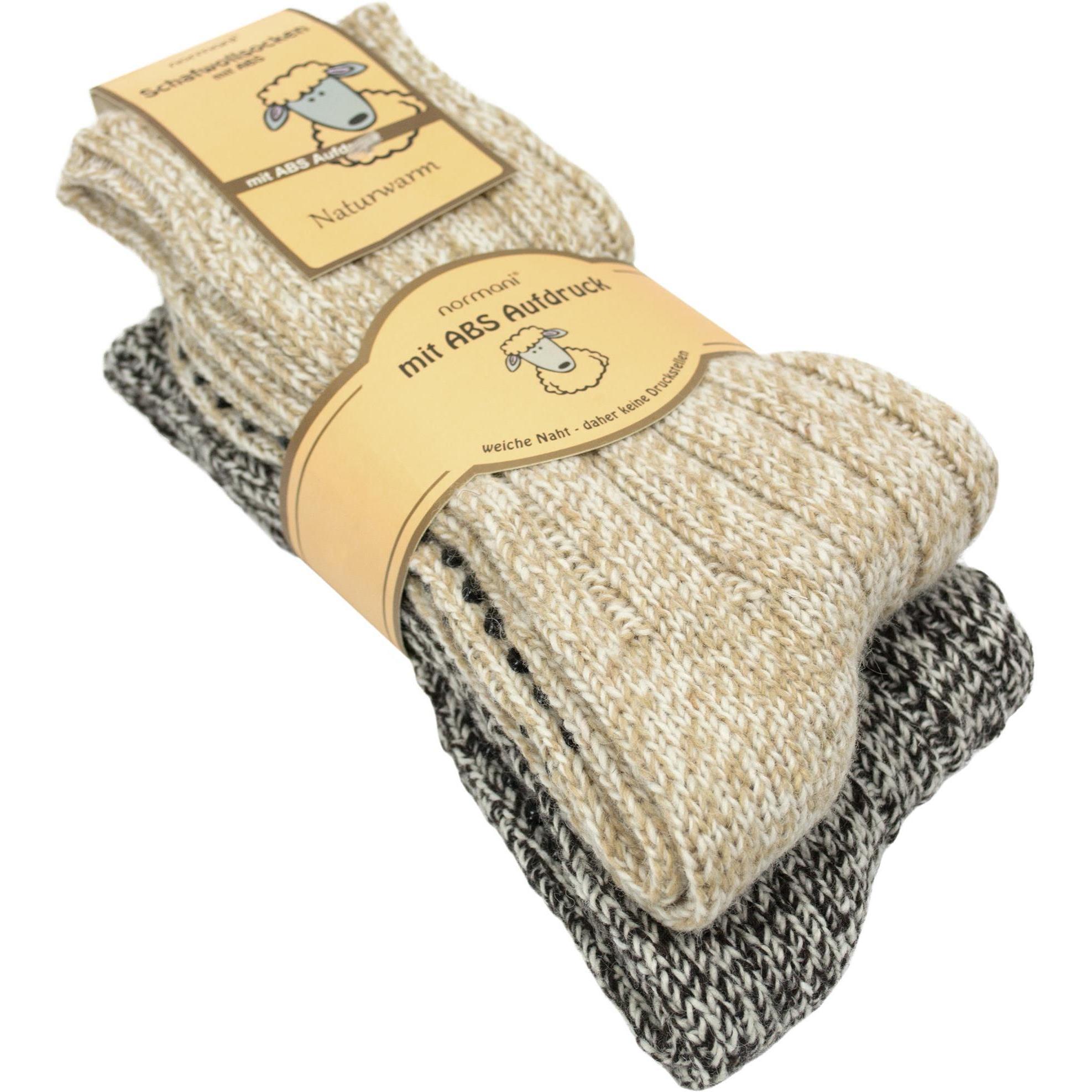 Normani, Herren, Socken, 2 Paar Norweger-ABS-Socken mit Schafwolle, Braun, (2er Pack, 47 - 50)