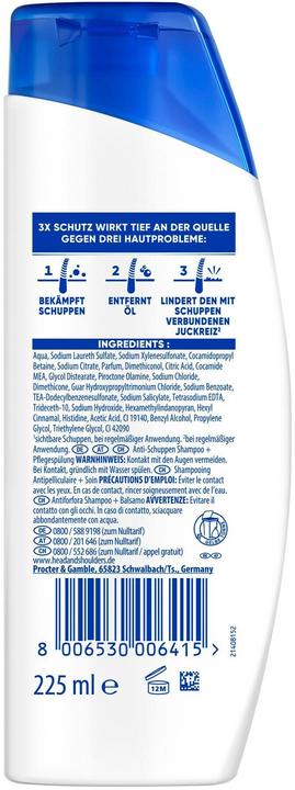 Actual product image Head & Shoulders Anti-Schuppen Shampoo 2in1 Apple Fresh Shampoo 225 ml (Liquid shampoo, 225 ml)