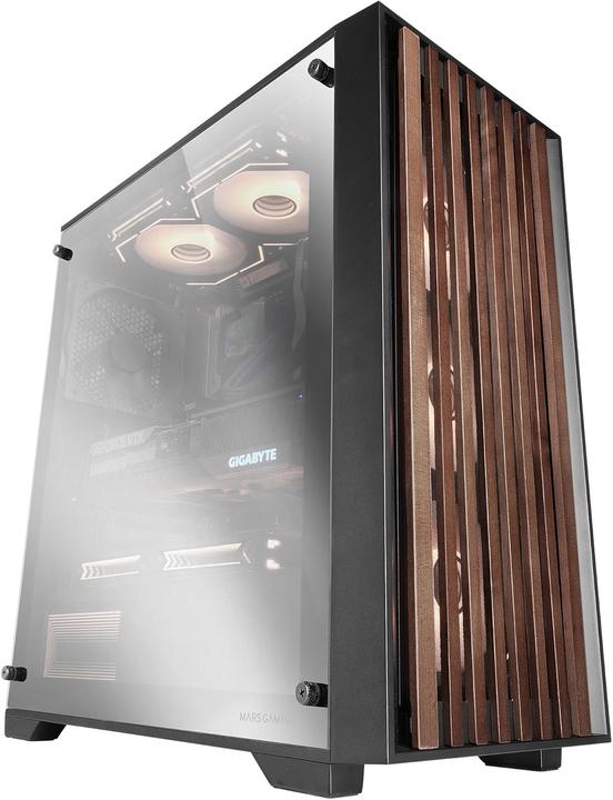 Actual product image Mars Gaming Boitier Moyen Tour Atx Mc-Wood RGB Avec Panneau Vitré (Noir/Chrome) (ATX, mATX, Mini-ITX)