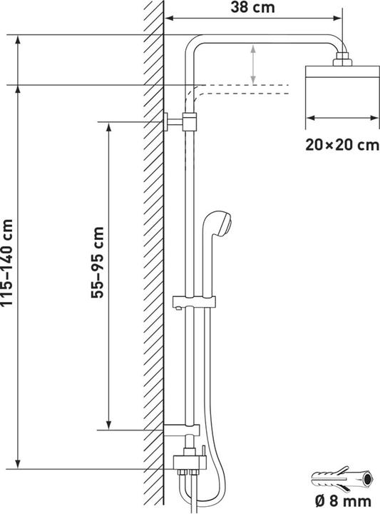 Actual product image Diaqua Shower system Fenrir chrome-plated