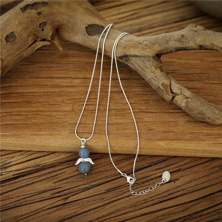 Actual product image Andreani Necklace with small angel pendant made of genuine blue aventurine