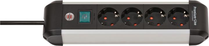 Actual product image Brennenstuhl 1391030400 Multiple socket outlet with switch silver-black protective contact 1 pc ( 139103040 (4x, CEE 7/3, 1.80 m)