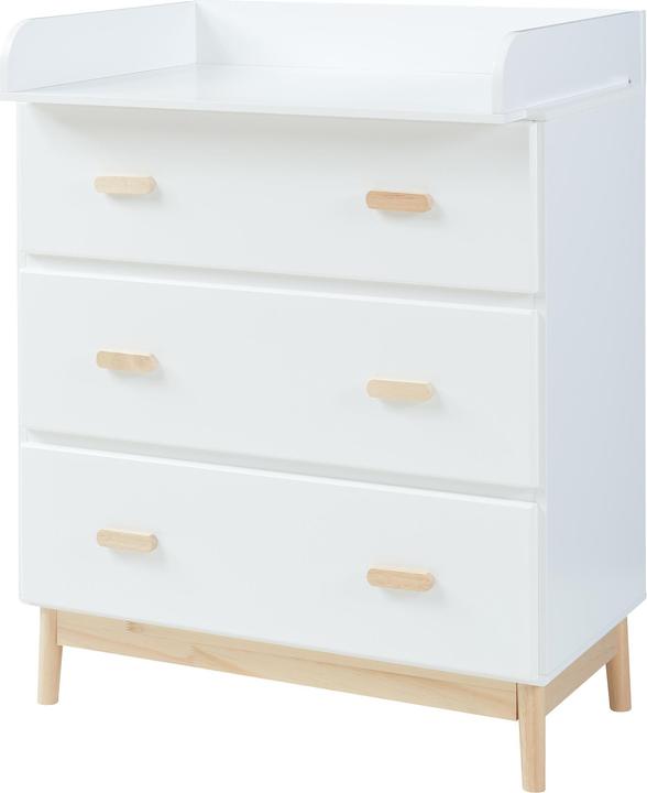En.Casa Wickelkommode Sarievn mit Wickelauflage 100x80x53 cm Weiss