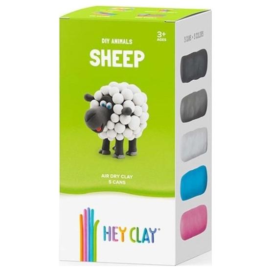 TM Toys Hey clay 440023 Constructions with clay (with Ios & Android App function). Sheep - Air Dry, 5 colors