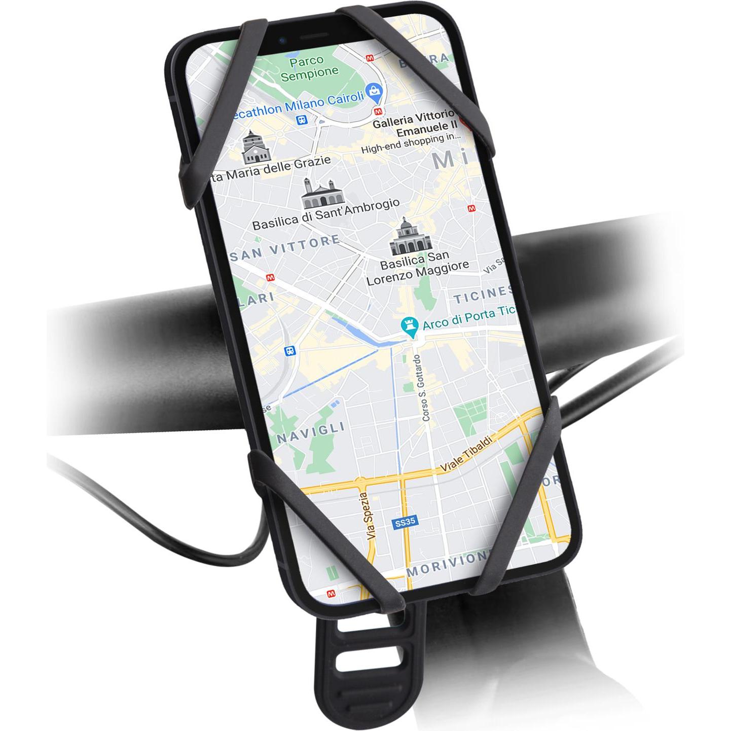 SBS Silikon-Handyhalterung bis 6.5" für Fahrrad/E-Scooter, Smartphone Halterung, Schwarz