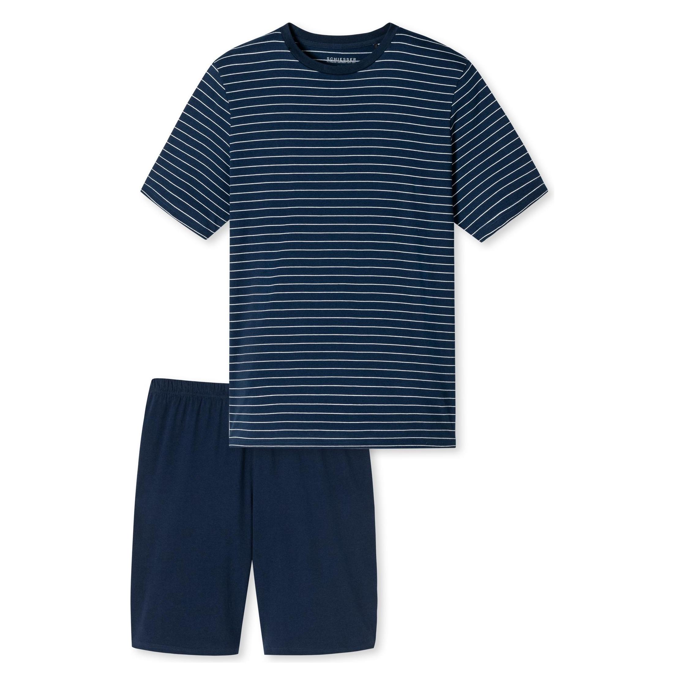 Schiesser, Herren, Pyjamas, Schlafanzug Kurz, Blau, (4XL)