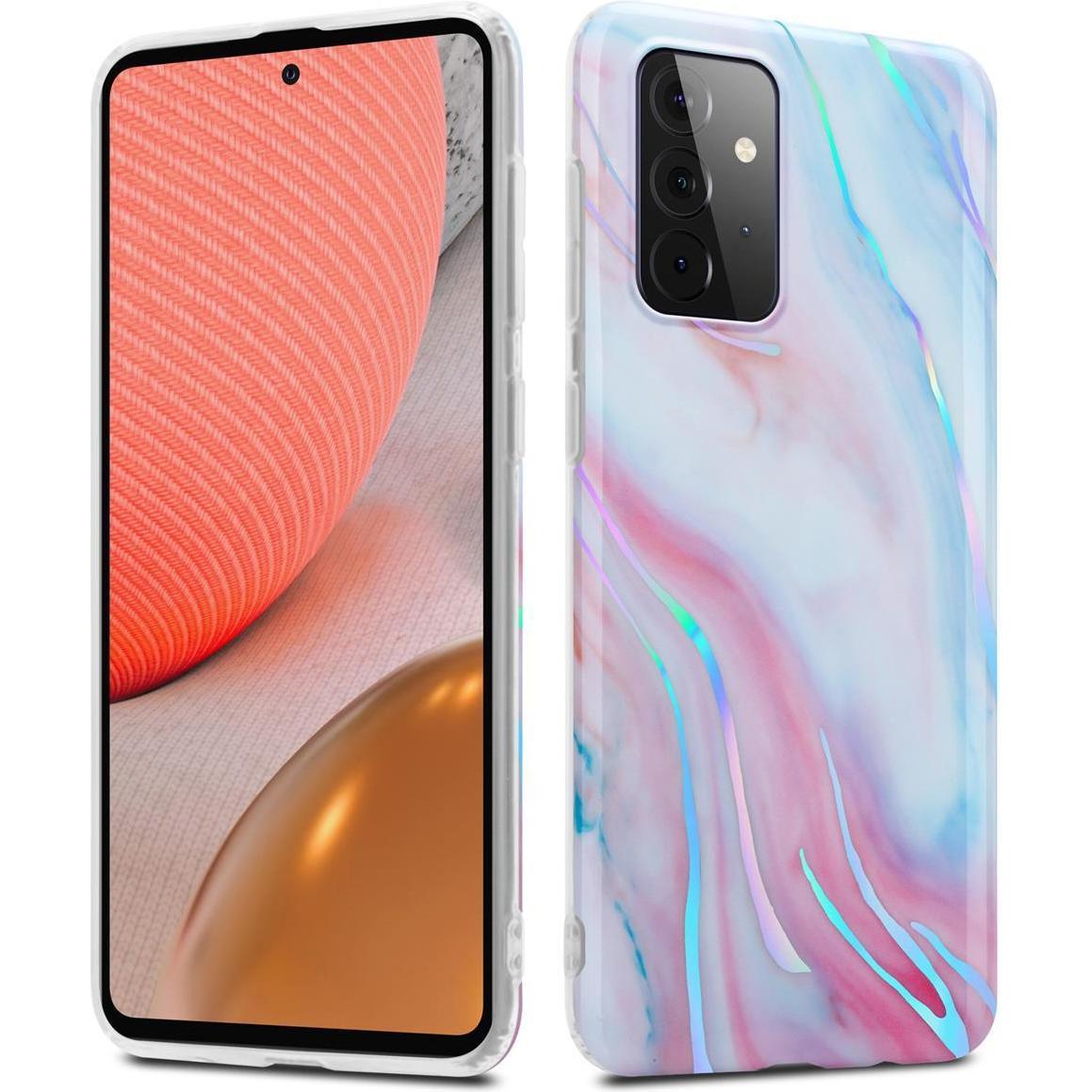 Cadorabo IMD TPU Bunter Marmor Cover (Samsung Galaxy Note 5, Samsung Galaxy A72), Smartphone Hülle, Weiss