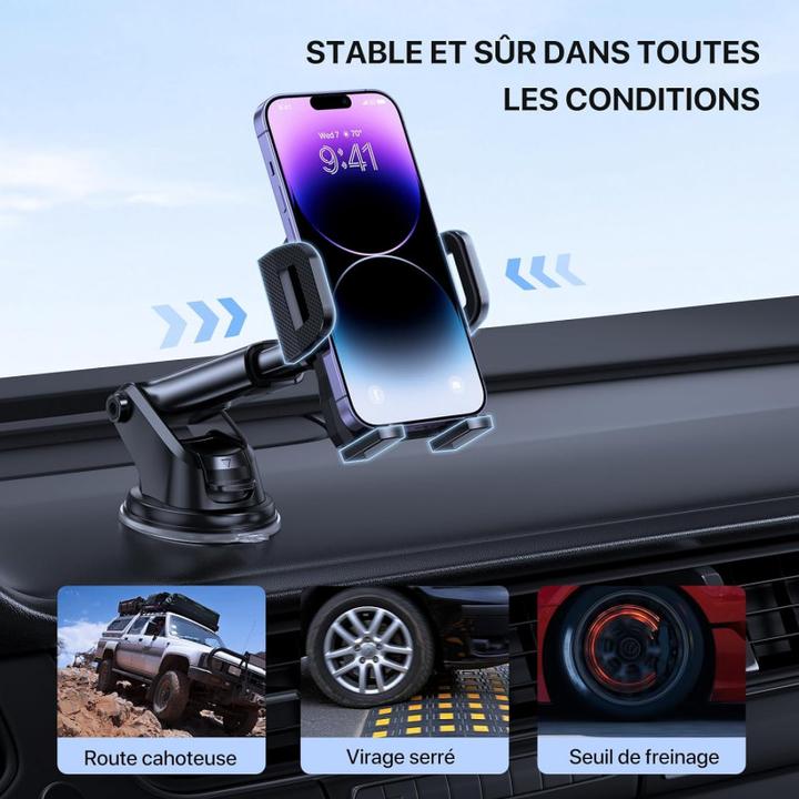 Image du produit Jaym Support voiture pour smartphone avec bras télescopique et fixation par ventouse