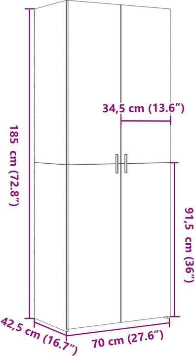 Image du produit vidaXL Highboard (70 x 42.50 x 185 cm)
