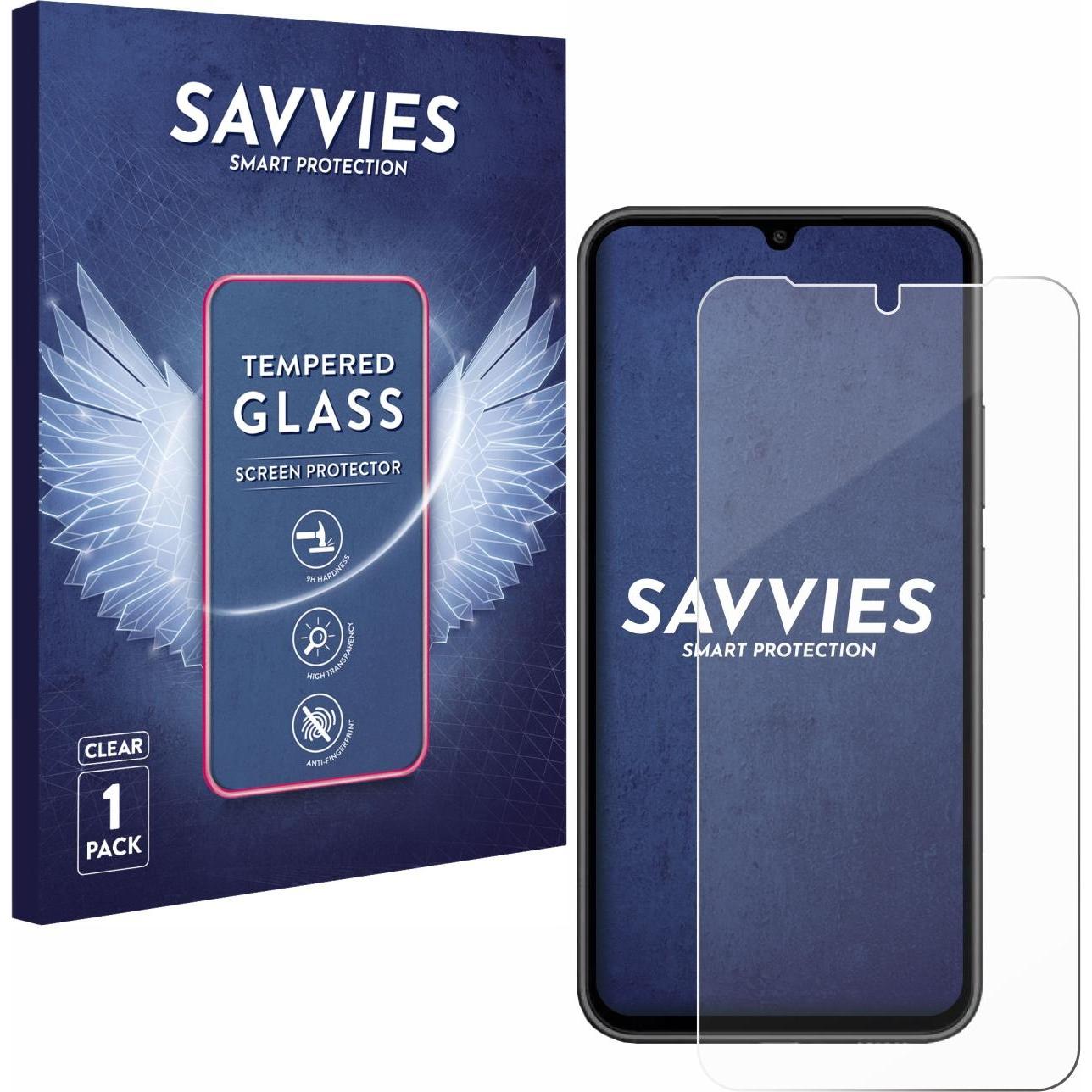 Savvies Panzerglas Schutzglas Displayschutz (1 Stück, Samsung Galaxy A34 5G), Smartphone Schutzfolie, Transparent