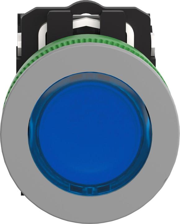 Produktbild Schneider Electric Leuchtdrucktaster kompl Flush Kunstst blau 30mm 230V IP69K