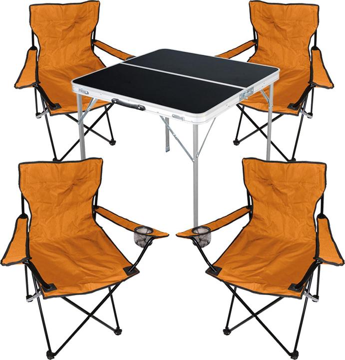Mojawo 5-teiliges Campingmöbel Set orange Tisch + 4 Campingstühle mit Tasche