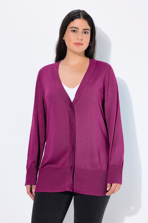 Produktbild Ulla Popken Strickjacke, V-Ausschnitt, Knopfleiste, Feinstrick (50, 52)