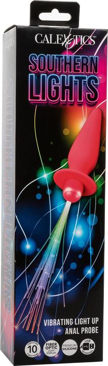 Actual product image CalExotics Southern Lights Light Up Luminous Anal Plug 10 Vibrations Silicone Pink