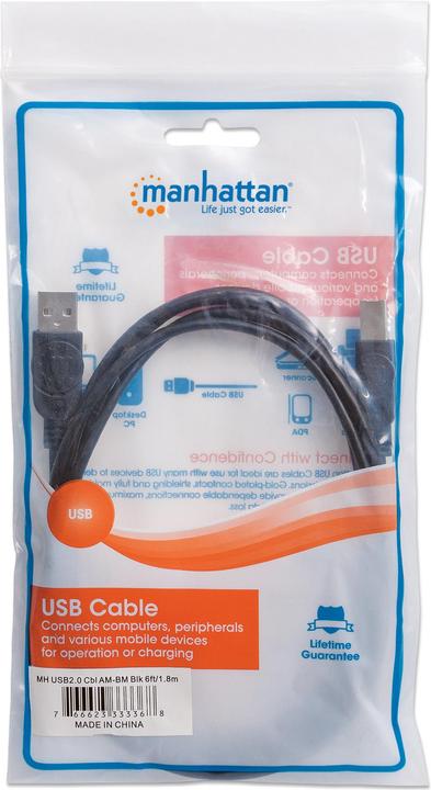 Produktbild Manhattan USB A — USB B (1.80 m, USB 2.0, 2.50 W)