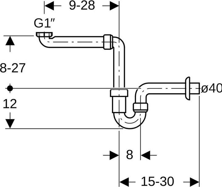 Produktbild Geberit Raumsparsiphon (Röhrensiphon, 1 1/4")