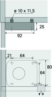 Productafbeelding Hettich Bevestigingsplaat voor stelvoeten voor de sokkel Correct (Plastic glijders, 100 Stuk)