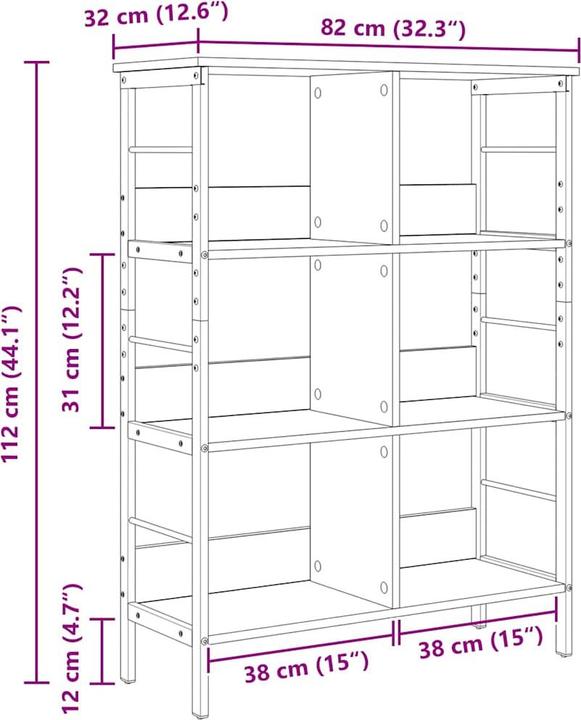 Produktbild vidaXL Bücherregal (32 x 82 x 112 cm)