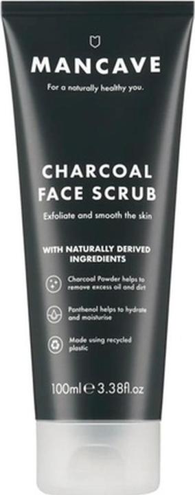 ManCave Charcoal Face Scrub 100ml für Männer Peeling und glatte Haut Dermatologisch getestet Natürlich (Reinigungspeeling, 100 ml)