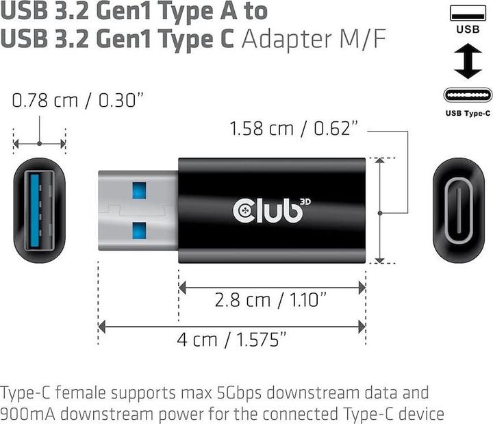 Produktbild Club 3D USB Typ-A zu