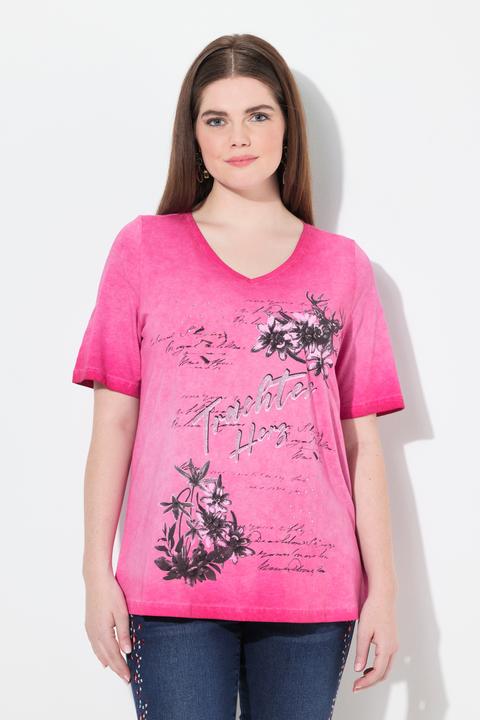 Immagine prodotto Ulla Popken T-shirt classica con stella alpina, scollo a V e mezze maniche (58)