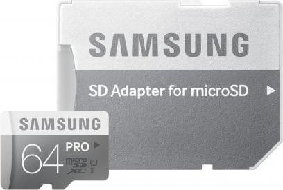 Image du produit Samsung Pro microSDXC avec adaptateur (64 Go, microSDXC, U1, UHS-I)