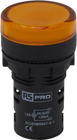 Produktbild RS PRO Kontrollleuchtenanzeige LED gelb 24V