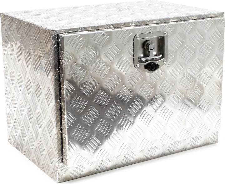 Immagine prodotto Wiltec Cassetta degli attrezzi Chequer Plate Site Box Storage Chest Tool Van Truck Pick up Alluminio (61,5 x 40 x 45 cm, 110.25 l)