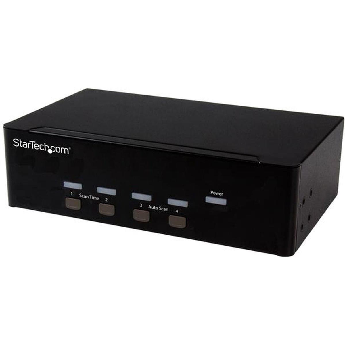 StarTech Switch KVM a 4 porte con doppia VGA e hub USB a 4 porte - USB 2.0, Switch KVM, Nero