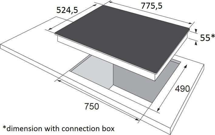 Actual product image Amica Induction hob with frame Ceramic hob SCHOTT CERAN 77.5 x 52.4 cm 4 cooking zones KMI 13322 A