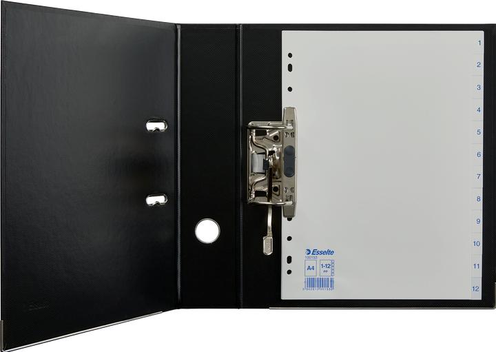 Produktbild Leitz Esselte Kunststoff-Register, Zahlen, A4, 1-12, weiss Universallochung, Masse: (B)225 x (T)2 x (H)297