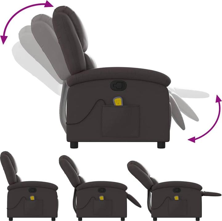 Produktbild vidaXL Massagesessel Dunkelbraun Echtleder,Farbe